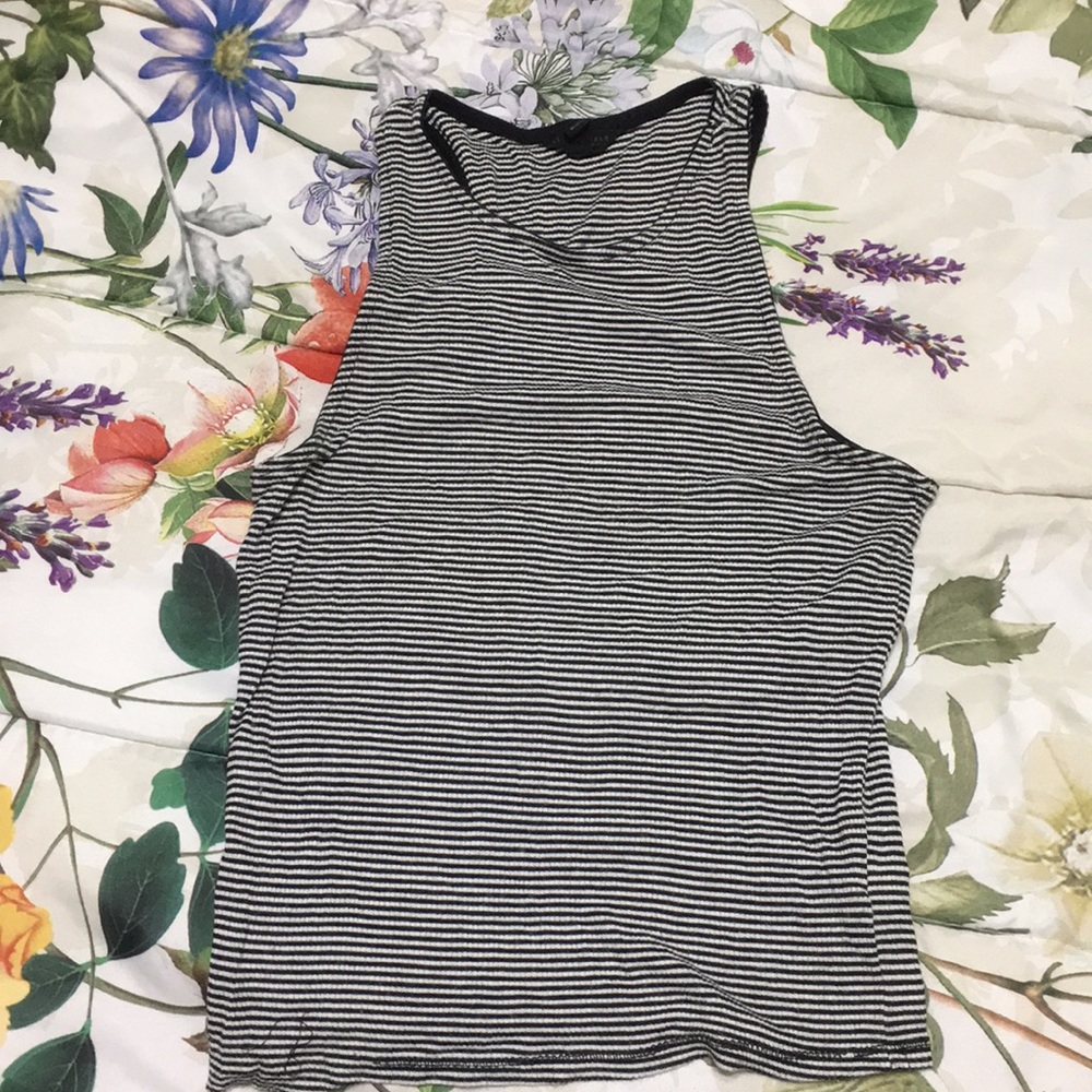 Black and white striped crop top